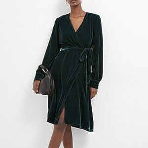 Simons Deep Green Velvet Long Sleeve Dress